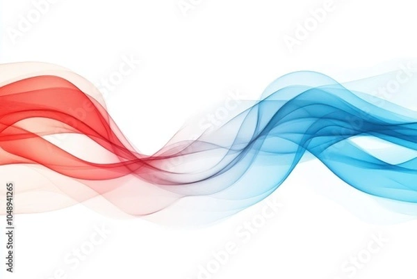 Obraz Colorful wave patterns in red and blue flowing gently across a white background during daylight hours