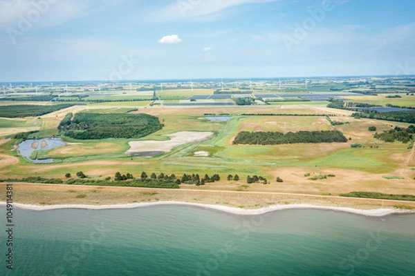 Fototapeta aerial view of coast line in denmark