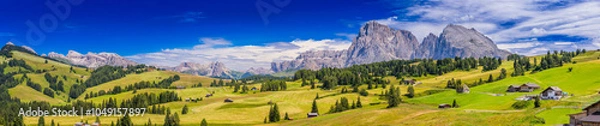 Obraz Dolomites, Panoramic View of  Dolomite Mountains, Val Gardena, South Tyrol, Italy