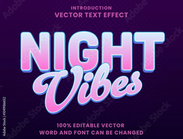 Fototapeta Editable text effect Night Vibes 3d premium vector