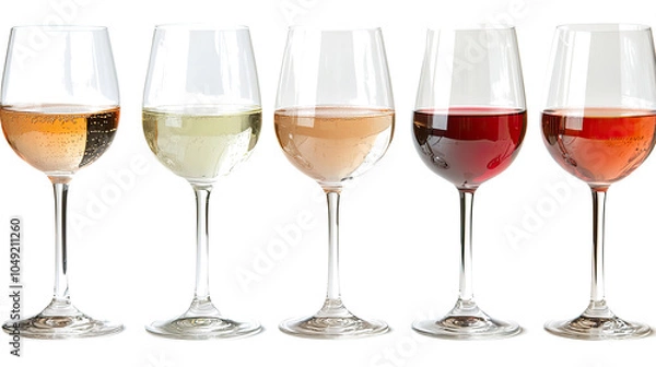 Fototapeta Elegant Collection of Wine Glasses With White and Red Varieties Generative AI