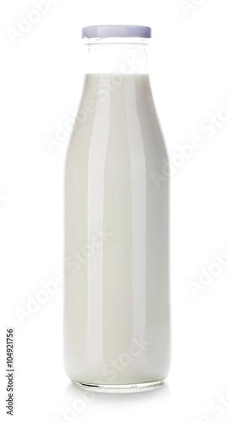 Fototapeta Bottle of milk close-up isolated on white background.