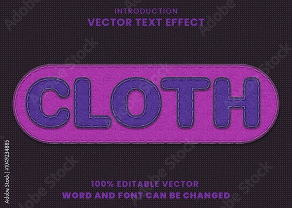 Fototapeta embroidery stitch knit 3d logo mock up template Editable text Effect Style