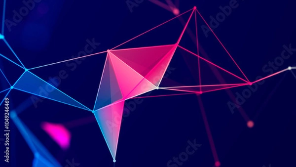 Fototapeta Abstract polygonal space with connecting dots and lines. Dark background. Connection structure. 3d