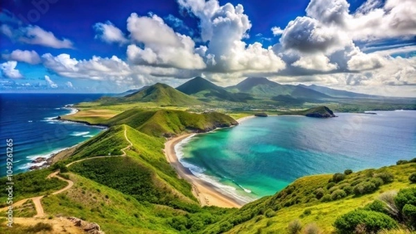 Obraz St Kitts landscape featuring both the Atlantic and Caribbean oceans