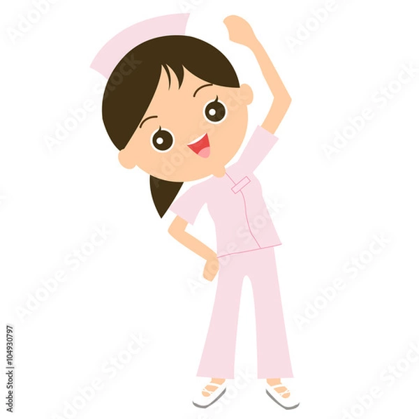 Fototapeta 手を挙げる看護師