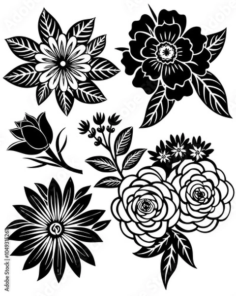 Obraz black and white flower