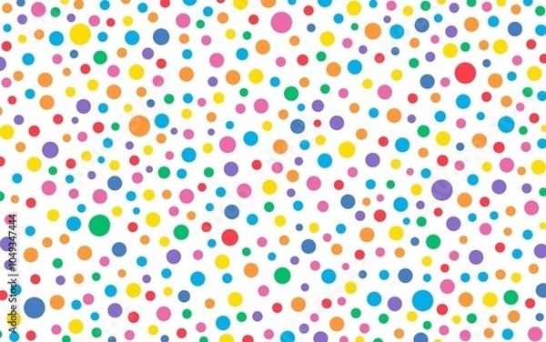 Fototapeta Simple organic and colorful dots on a white background. Ideal for packaging design, children related decor, fabrics, etc
