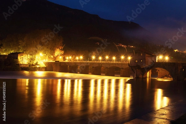 Obraz Le pont du Tarn, Milllau, de nuit