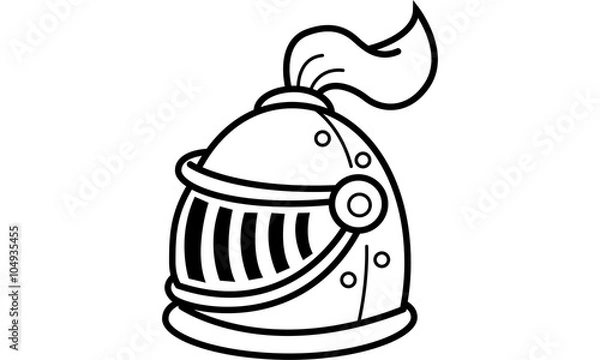 Fototapeta Cartoon illustration of a knight's helmet.