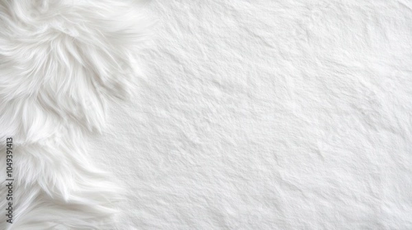 Fototapeta Soft white fur texture background with empty space for text