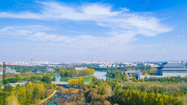 Obraz Nanyang Lake in autumn, city park scenery in Qingzhou