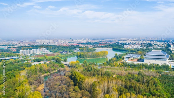 Obraz Nanyang Lake in autumn, city park scenery in Qingzhou
