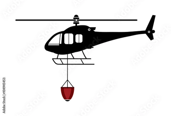 Obraz Firefighter helicopter on white background.