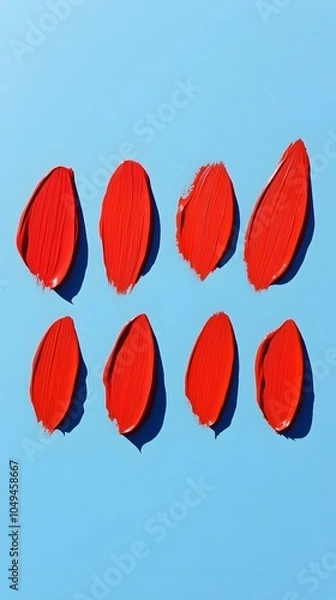 Fototapeta Red Paint Strokes on Blue Background, Abstract Image, Texture, Pattern Background, Wallpaper, Cover and Screen of Smartphone, PC, Laptop, 9:16 and 16:9 Format