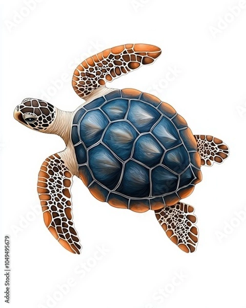Fototapeta Turtle illustration, white isolate background