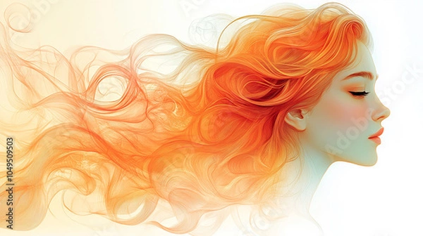 Fototapeta A woman's colorful, vibrant, flowing hair. Her profile is visible. transgender day of remembrance