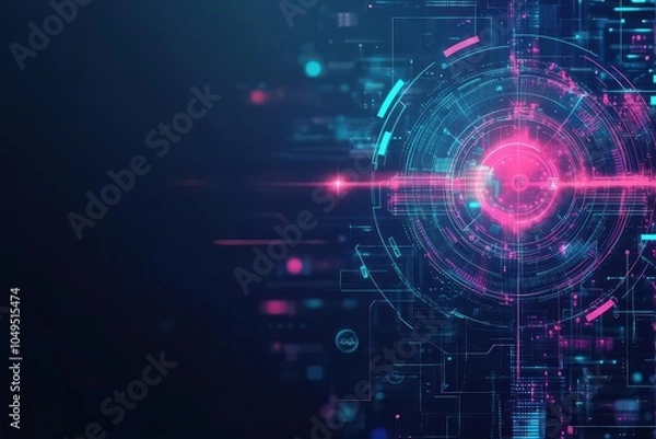 Fototapeta Antivirus software blocking a cyber attack in flat design, side view, neon tech theme, water color, Triadic Color Scheme