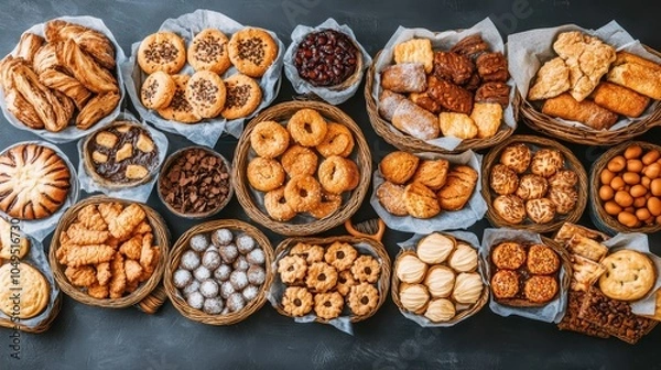 Fototapeta Explore a delectable array of freshly baked pastries and sweet treats for every occasion