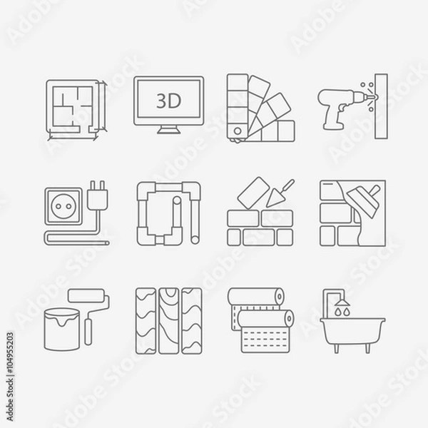 Obraz Interor desig icons isolated
