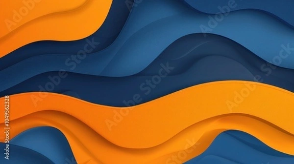Obraz Dynamic Blue and Orange Gradient Wave Background with Abstract Curve and Grainy Texture