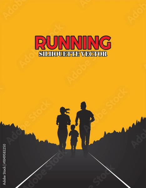 Fototapeta running, run, running silhouette, runner silhouette, sport, illustration, 
vector, shoes running, trail running, runner marathon