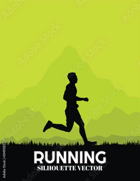 Fototapeta running, run, running silhouette, runner silhouette, sport, illustration, 
vector, shoes running, trail running, runner marathon