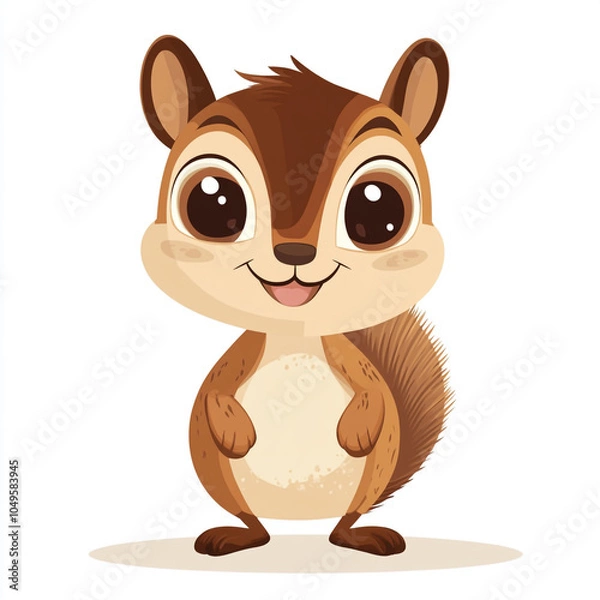 Fototapeta A cute cartoon squirrel with a big smile on its face. 
