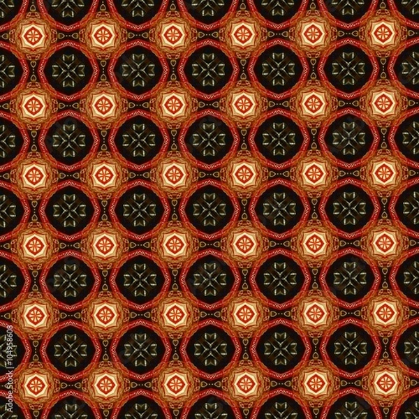 Fototapeta Орнамент с элементами коричневого,красного и чёрного цветов.

