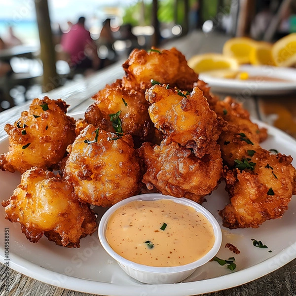 Fototapeta Conch Fritters.  A seafood favorite in Florida. 