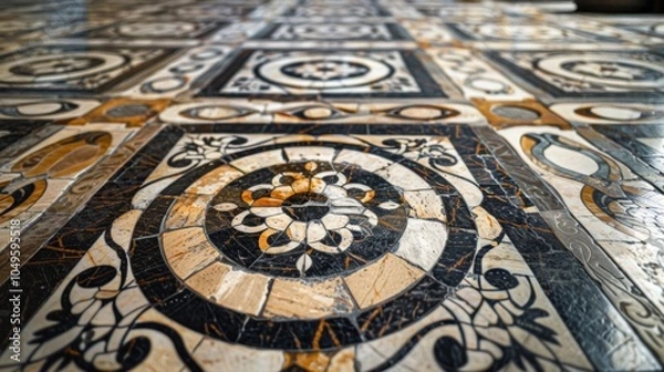 Obraz Adorned with intricate patterns the floor adds a touch of visual interest to an otherwise functionally designed space.