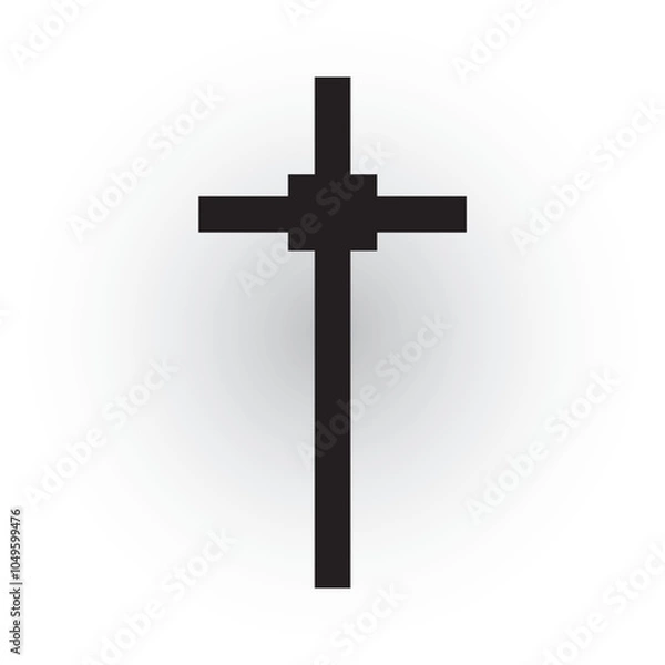 Fototapeta Metallic Christian Cross icon. Simple Christian Cross symbol shape vector illustration.