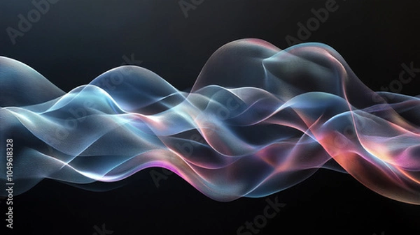 Fototapeta Ethereal waves of light create mesmerizing abstract animation, showcasing iridescent colors and fluid motion. interplay of transparency and color evokes sense of tranquility and wonder