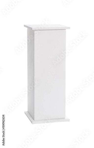 Obraz White wooden column on a white background isolated
