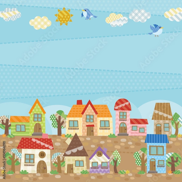 Fototapeta 町並み　パッチワーク風