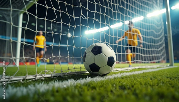 Obraz soccer ball in goal net
