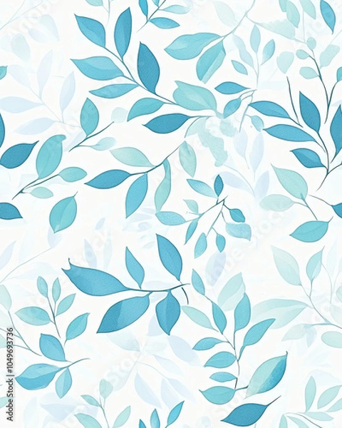 Fototapeta seamless pattern featuring subtle pastel flora in shades of blue, creating calming and serene atmosphere. Perfect for various design applications