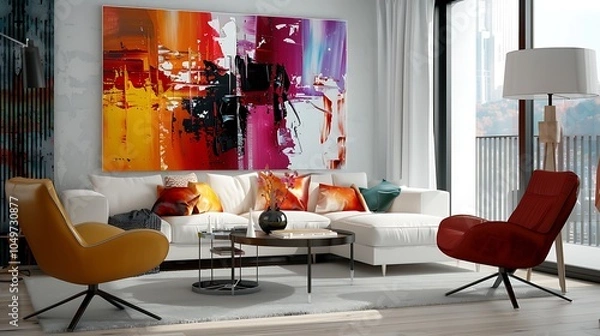 Fototapeta Modern bright interiors apartment living room