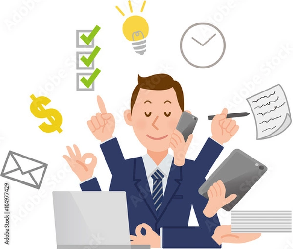 Obraz ビジネスマン　パソコン　マルチタスク