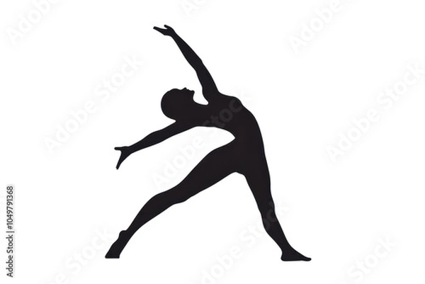 Obraz Silhouette of a person gracefully stretching in a yoga pose, embodying flexibility, balance, and strength against a transparent background.