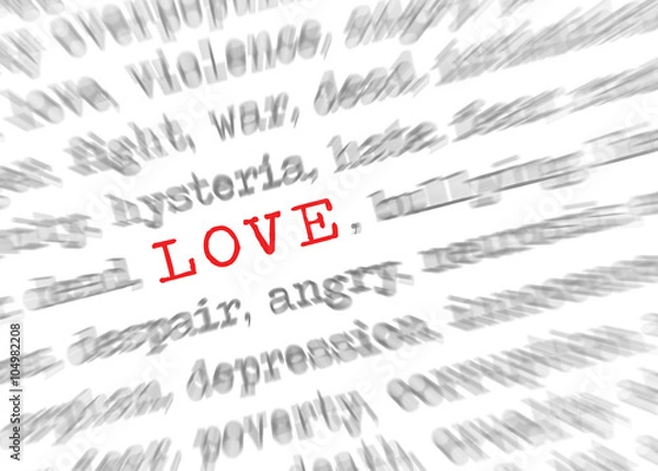Obraz Blured text zoom effect with focus on Love