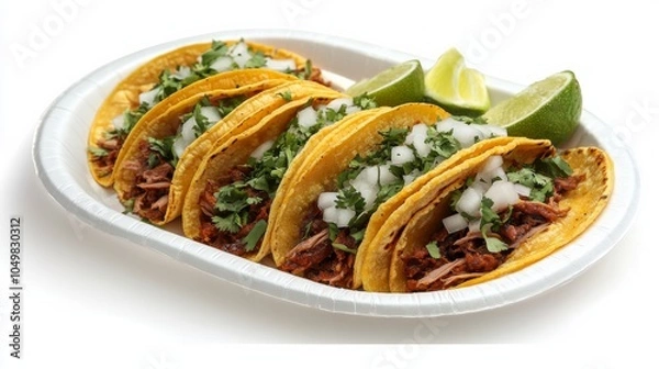 Fototapeta Vibrant Tacos with Fresh Toppings on a White Plate