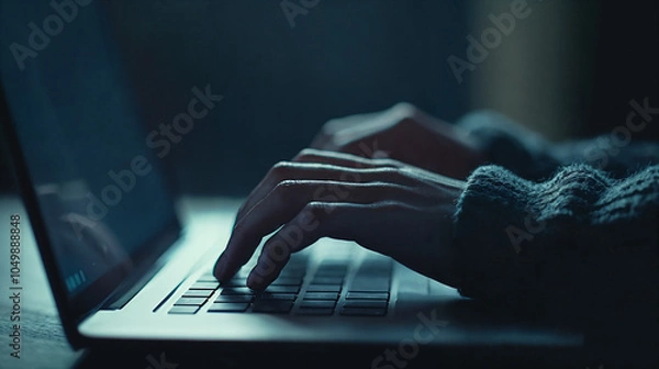 Fototapeta hacker typing on computer keyboard