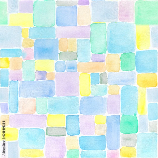 Fototapeta Abstract watercolor brush stroke pattern, colored bricks.