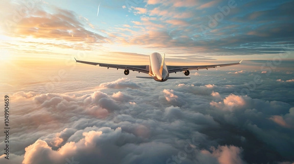 Fototapeta airplane flying in the sky