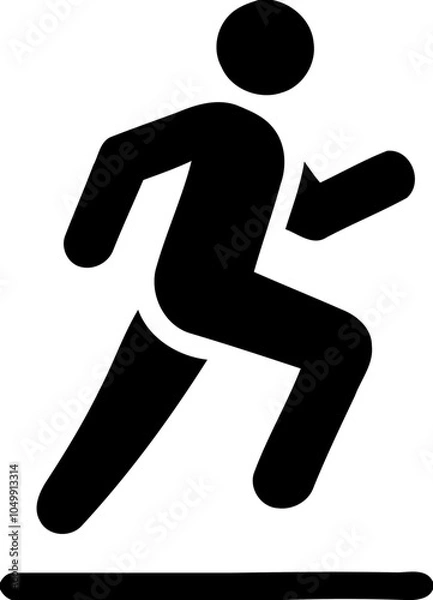 Fototapeta Silhouette of person running, fitness and exercise icon, physical activity and health illustration
