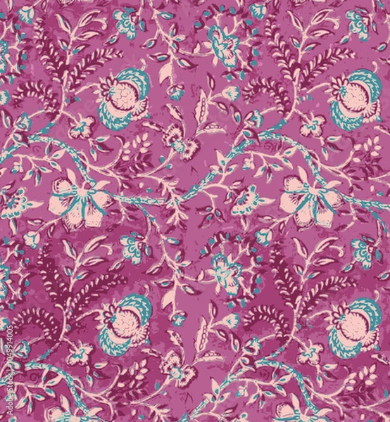 Obraz Ajrakh Pattern and block print and batik print Background digital printing textile pattern