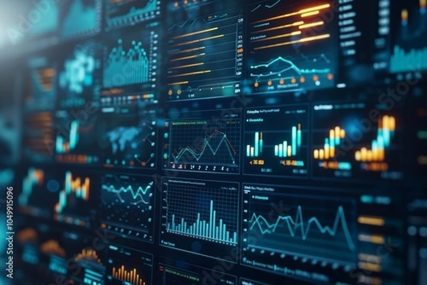 Fototapeta Advanced analytics dashboard showcasing big data technologies for financial business insights and sales performance analysis