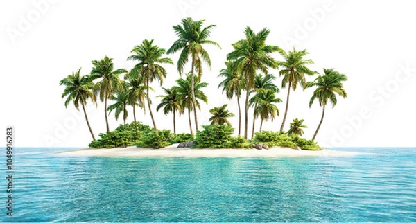 Obraz Tropical island with palm trees, isolated on transparent cutout background