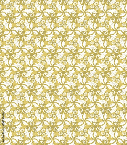 Fototapeta Floral vector golden ornament. Seamless abstract classic pattern with flowers
